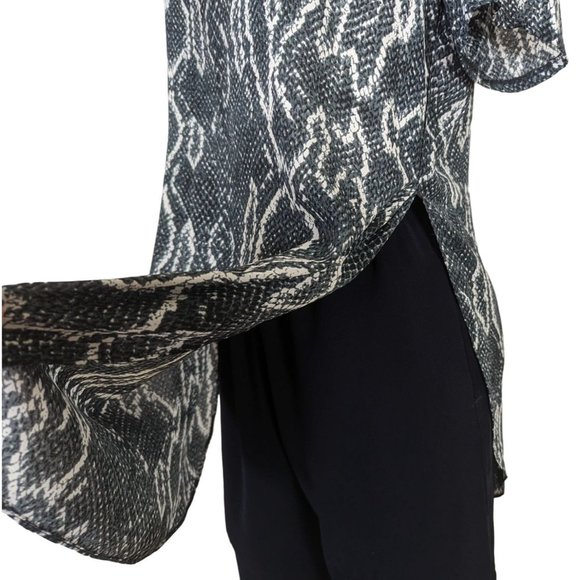 ACROBAT short sleeve snake print side split gray and white top size Small - Picture 9 of 12